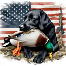Load image into Gallery viewer, Diamond Painting - Full Round - American flag and hound (30*30CM)