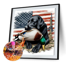 Load image into Gallery viewer, Diamond Painting - Full Round - American flag and hound (30*30CM)