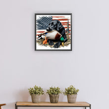 Load image into Gallery viewer, Diamond Painting - Full Round - American flag and hound (30*30CM)