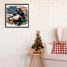 Load image into Gallery viewer, Diamond Painting - Full Round - American flag and hound (30*30CM)