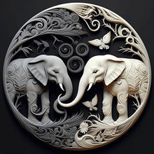 Load image into Gallery viewer, Diamond Painting - Full Round - Black and white elephant relief illustration (30*30CM)