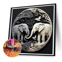 Load image into Gallery viewer, Diamond Painting - Full Round - Black and white elephant relief illustration (30*30CM)