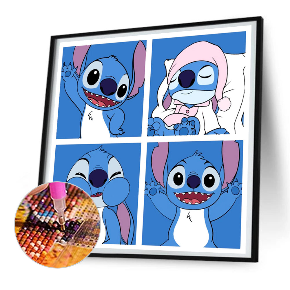 Diamond Painting - Full Round - Stitch four-frame comics (30*30CM)