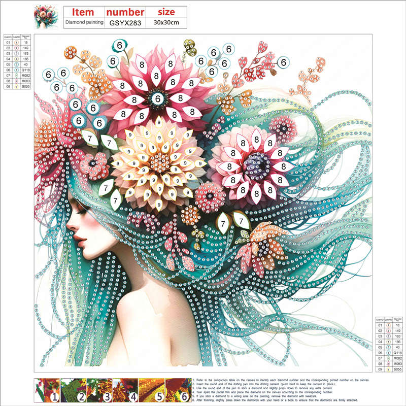 Diamond Painting - Partial Special Shaped - flower girl (30*30CM)