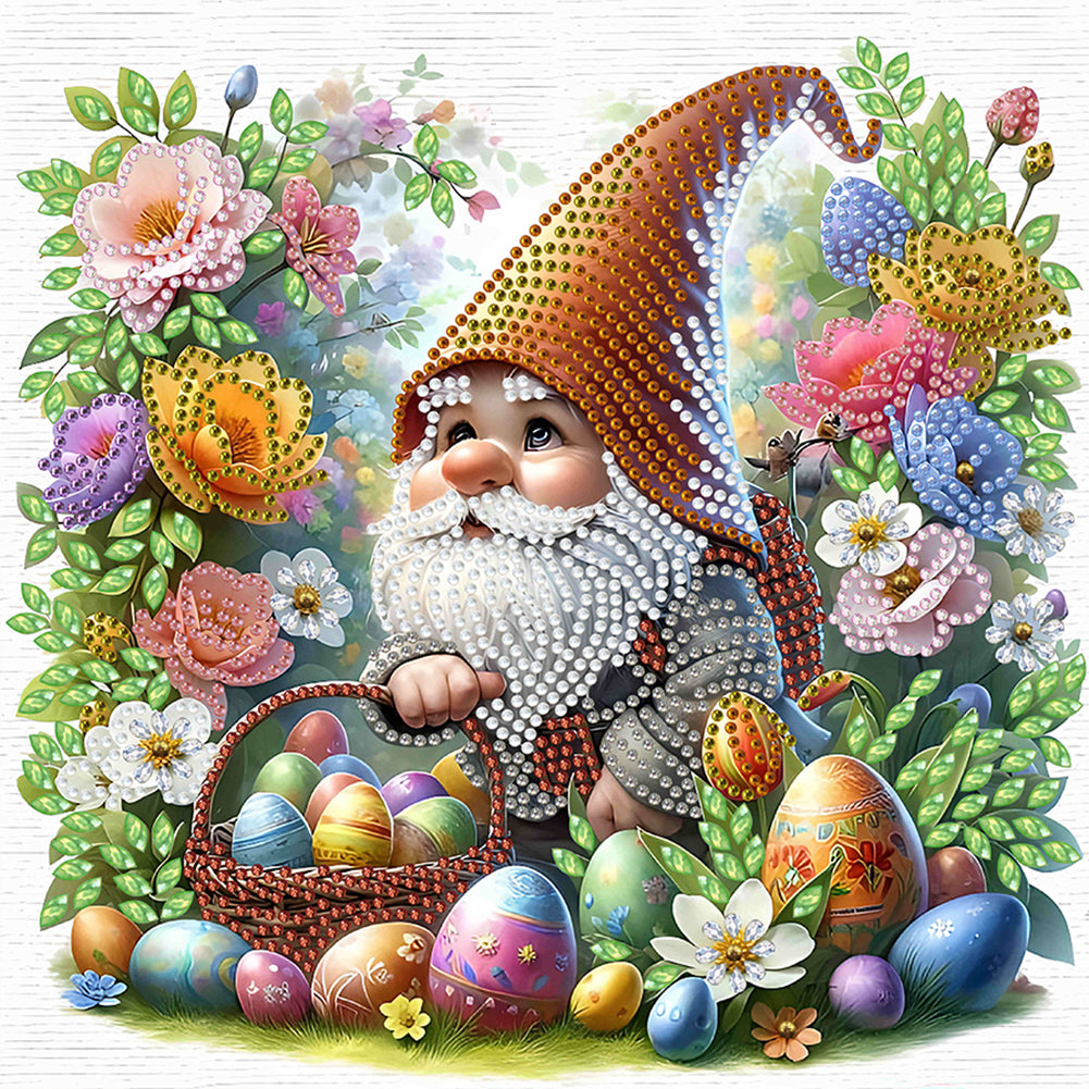 Diamond Painting - Partial Special Shaped - Easter Garden Gnome (30*30CM)