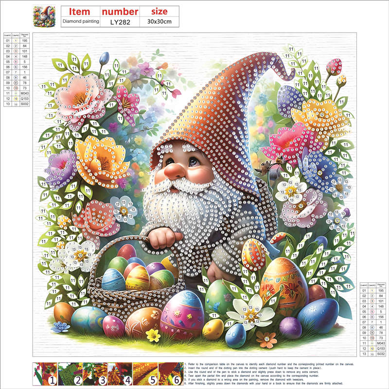Diamond Painting - Partial Special Shaped - Easter Garden Gnome (30*30CM)