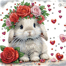 Load image into Gallery viewer, Diamond Painting - Partial Special Shaped - Rabbit wearing flowers (30*30CM)