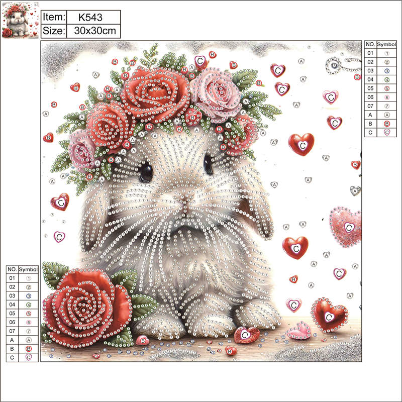 Diamond Painting - Partial Special Shaped - Rabbit wearing flowers (30*30CM)