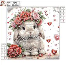 Load image into Gallery viewer, Diamond Painting - Partial Special Shaped - Rabbit wearing flowers (30*30CM)