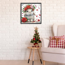 Load image into Gallery viewer, Diamond Painting - Partial Special Shaped - Rabbit wearing flowers (30*30CM)