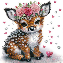 Load image into Gallery viewer, Diamond Painting - Partial Special Shaped - Deer with flowers (30*30CM)