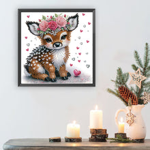 Load image into Gallery viewer, Diamond Painting - Partial Special Shaped - Deer with flowers (30*30CM)