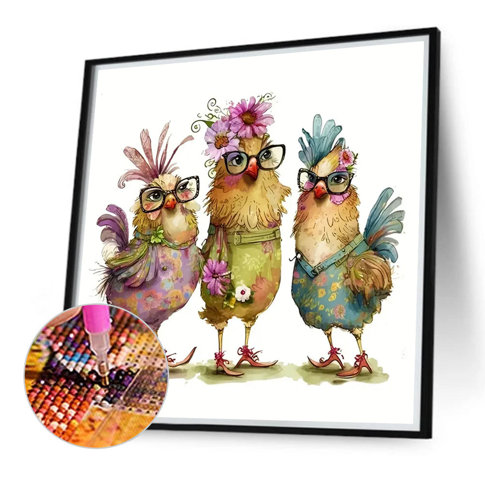 Diamond Painting - Full Round - three chickens (40*40CM)