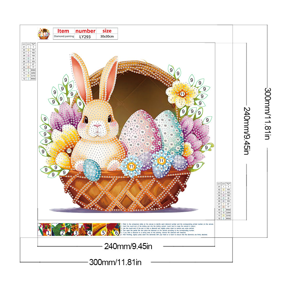 Diamond Painting - Partial Special Shaped - Basket bouquet with Easter eggs (30*30CM)