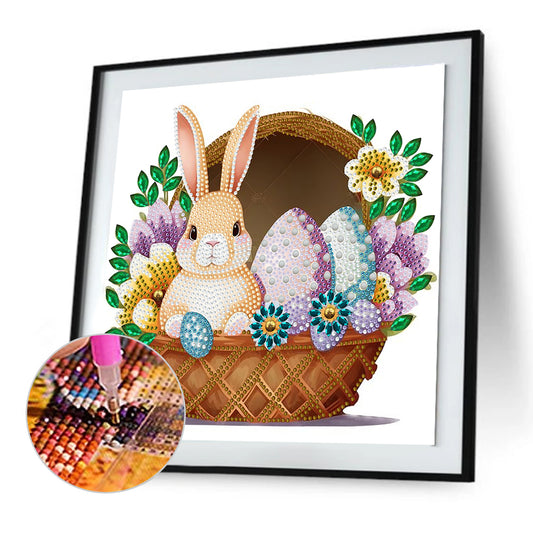 Diamond Painting - Partial Special Shaped - Basket bouquet with Easter eggs (30*30CM)