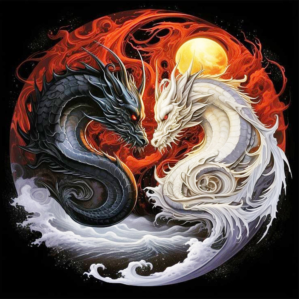 Diamond Painting - Full Round - Tai Chi Yin Yang Feilong (30*30CM)
