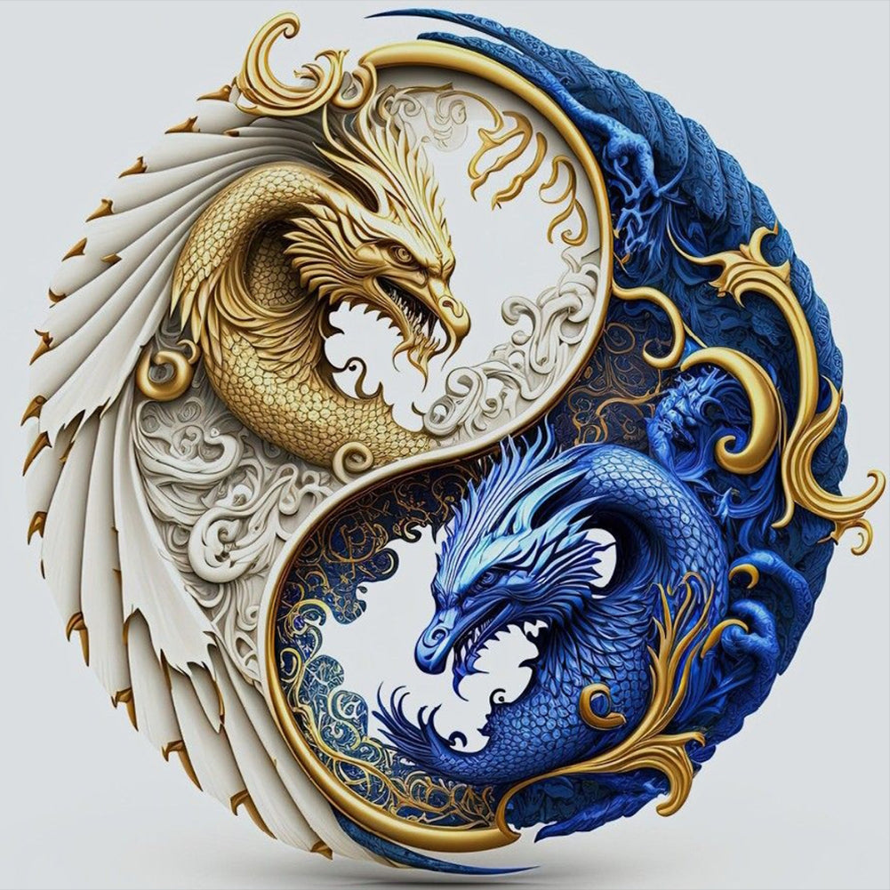 Diamond Painting - Full Round - Tai Chi Yin Yang Feilong (30*30CM)