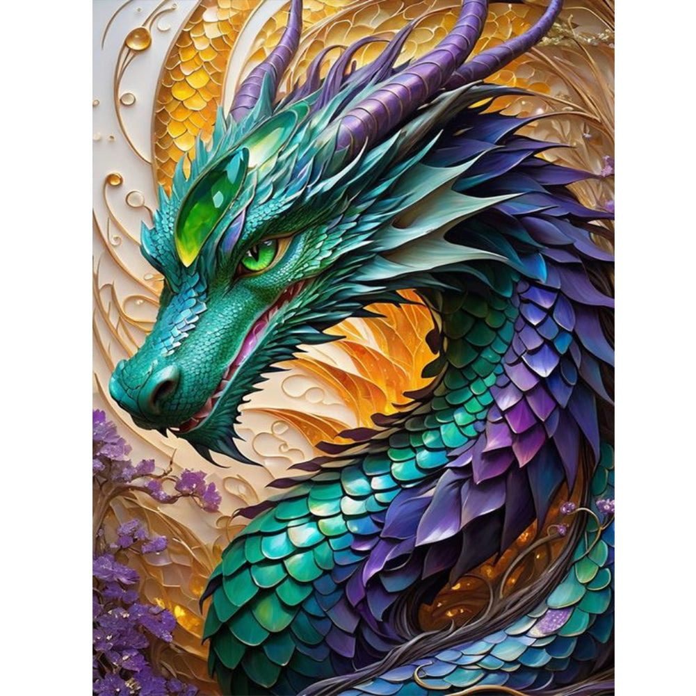 Diamond Painting - Full Round - purple green dragon (30*40CM)
