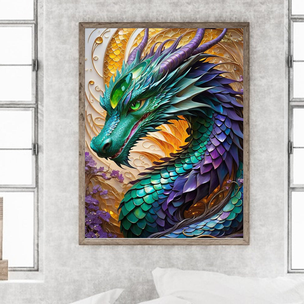 Diamond Painting - Full Round - purple green dragon (30*40CM)