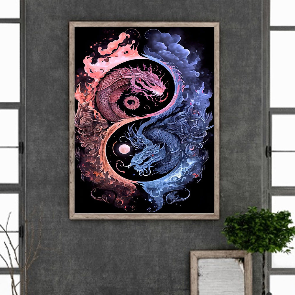 Diamond Painting - Full Round - Tai Chi Yin Yang Dragon (30*40CM)