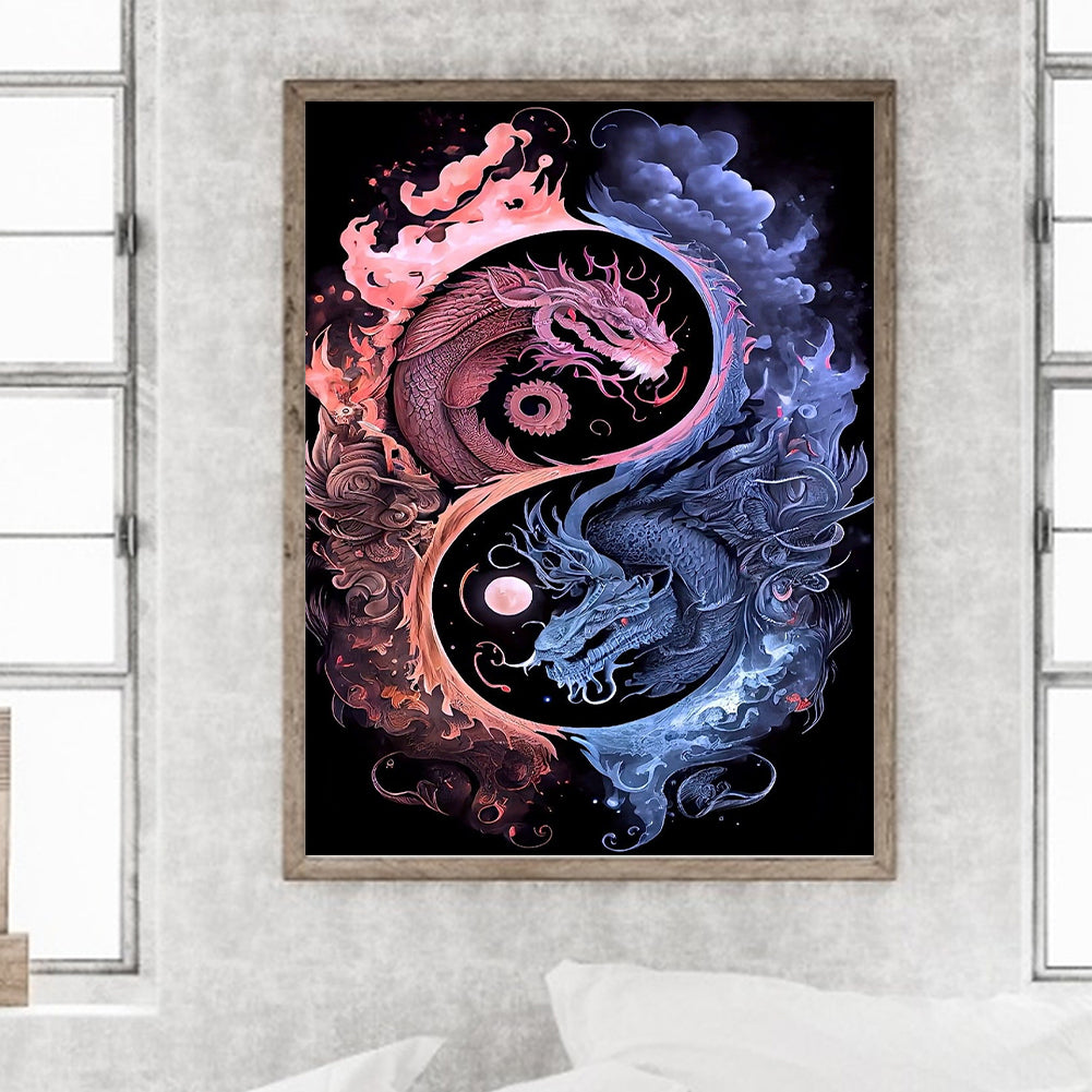 Diamond Painting - Full Round - Tai Chi Yin Yang Dragon (30*40CM)