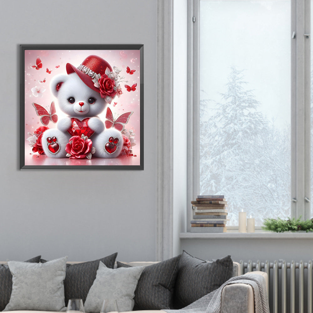 Diamond Painting - Full Round - love rose little white bear (30*30CM)
