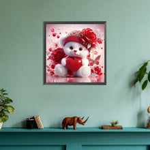 Load image into Gallery viewer, Diamond Painting - Full Round - love rose little white bear (30*30CM)