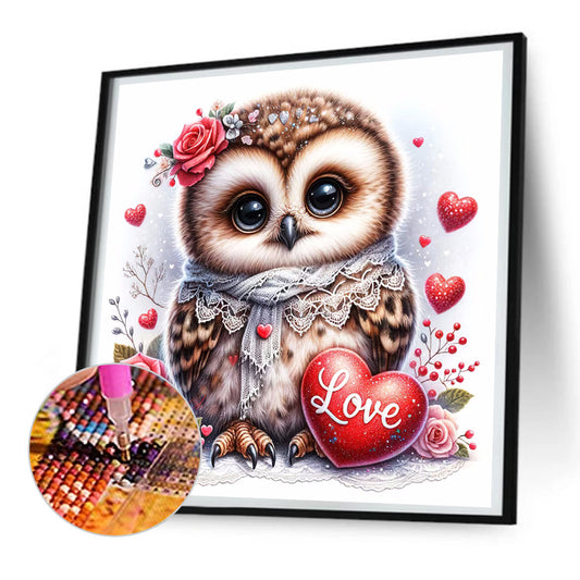 Diamond Painting - Full Round - love flower owl (30*30CM)