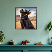 Load image into Gallery viewer, Diamond Painting - Full Round - Desert cool cowboy black cat (30*30CM)