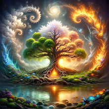 Load image into Gallery viewer, Diamond Painting - Full Round - The gorgeous tree of life in the middle of the lake (30*30CM)