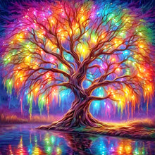Load image into Gallery viewer, Diamond Painting - Full Round - Colorful tree of life by the lake (30*30CM)