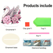 Load image into Gallery viewer, Round Diamond Painting Desktop Decoration for Home Office Decor (White Swan)