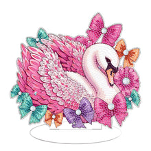 Load image into Gallery viewer, Round Diamond Painting Desktop Decor for Home Office Decor (Pink Feather Swan)
