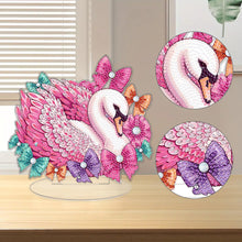 Load image into Gallery viewer, Round Diamond Painting Desktop Decor for Home Office Decor (Pink Feather Swan)