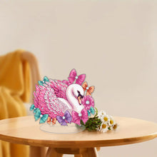 Load image into Gallery viewer, Round Diamond Painting Desktop Decor for Home Office Decor (Pink Feather Swan)