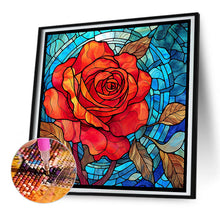 Load image into Gallery viewer, Diamond Painting - Full Round - glass art red rose flower (30*30CM)