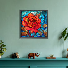 Load image into Gallery viewer, Diamond Painting - Full Round - glass art red rose flower (30*30CM)