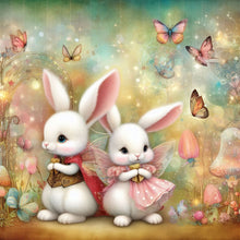 Load image into Gallery viewer, Diamond Painting - Full Round - two white rabbits (30*30CM)