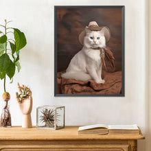 Load image into Gallery viewer, Diamond Painting - Full Round - Western handsome cowboy white cat (30*40CM)