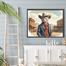 Load image into Gallery viewer, Diamond Painting - Full Round - Handsome western cowboy kitten (40*30CM)