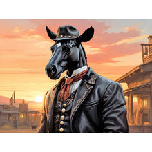 Load image into Gallery viewer, Diamond Painting - Full Round - Handsome western cowboy dark horse (40*30CM)