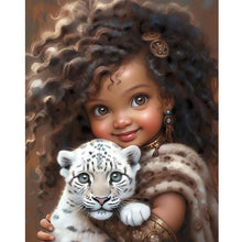 Load image into Gallery viewer, Diamond Painting - Full Round - girl holding tiger cub (40*50CM)
