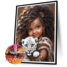 Load image into Gallery viewer, Diamond Painting - Full Round - girl holding tiger cub (40*50CM)