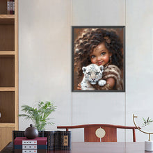 Load image into Gallery viewer, Diamond Painting - Full Round - girl holding tiger cub (40*50CM)