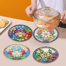 Load image into Gallery viewer, 4 PCS Acrylic Diamond Painted Placemats Kitchen Dish Mat for Kitchen (Flower)