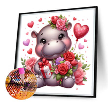 Load image into Gallery viewer, Diamond Painting - Full Round - love rose hippopotamus (30*30CM)