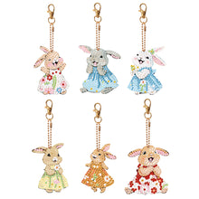 Load image into Gallery viewer, 6 PCS Double Sided Special Shape Diamond Painting Keychain for Beginners(Rabbit)