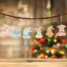 Load image into Gallery viewer, 6 PCS Double Sided Special Shape Diamond Painting Keychain for Beginners(Rabbit)