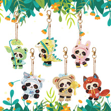 Load image into Gallery viewer, 6 PCS Double Sided Special Shape Diamond Painting Keychain for Beginners (Panda)