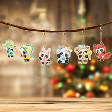 Load image into Gallery viewer, 6 PCS Double Sided Special Shape Diamond Painting Keychain for Beginners (Panda)